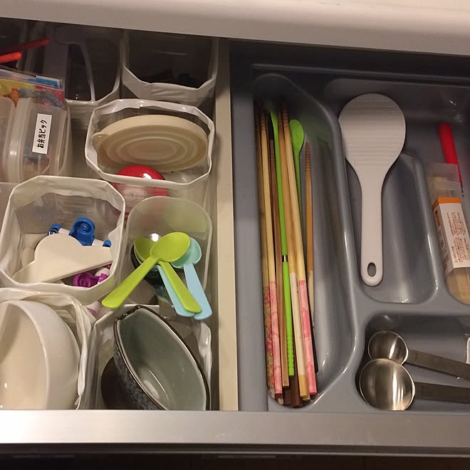 キッチン/キッチン引き出し収納/手作り/100均/無印良品の ...