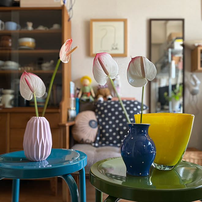 スツール 丸スツール スチールスツール カインズ カラフル などのインテリア実例 21 06 27 13 10 30 Roomclip ルームクリップ