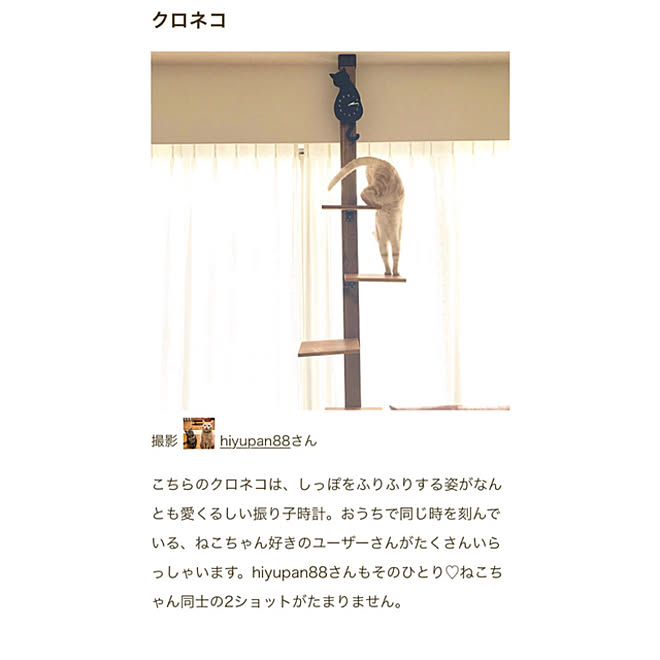 ニトリの時計 キャットタワー Diy ディアウォール Diy 10 22 Roomclip Mag 掲載 などのインテリア実例 10 22 21 14 43 Roomclip ルームクリップ