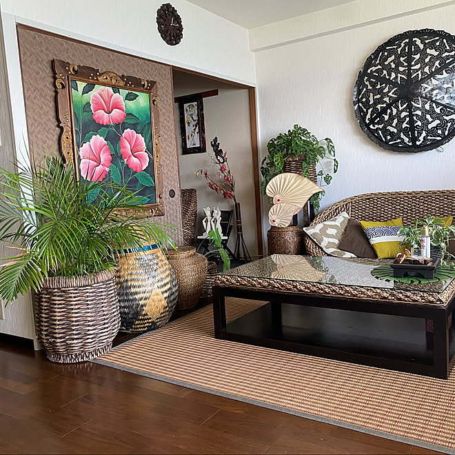 テーマのあるお部屋作り バリ絵画 リゾート ホテルライク バリインテリア などのインテリア実例 21 03 11 12 22 56 Roomclip ルームクリップ