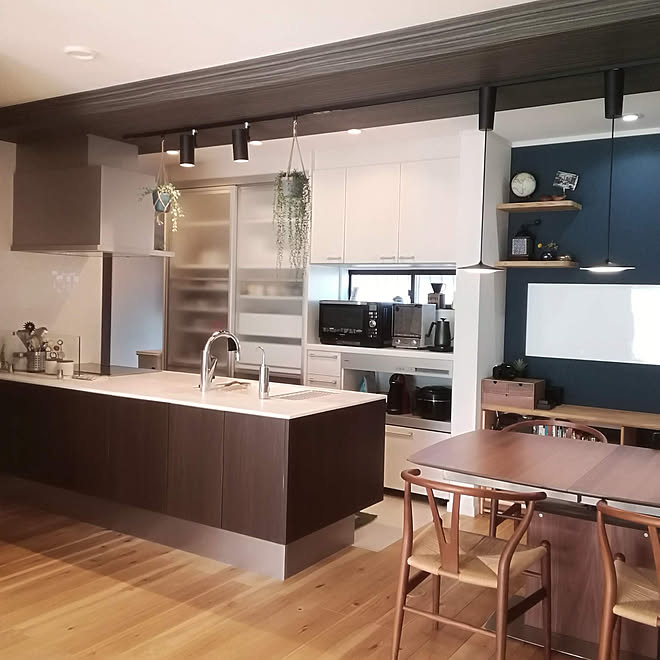 キッチン シンプルインテリア 北欧 Yチェア ホワイトボード マグネット式 などのインテリア実例 02 24 19 57 31 Roomclip ルームクリップ