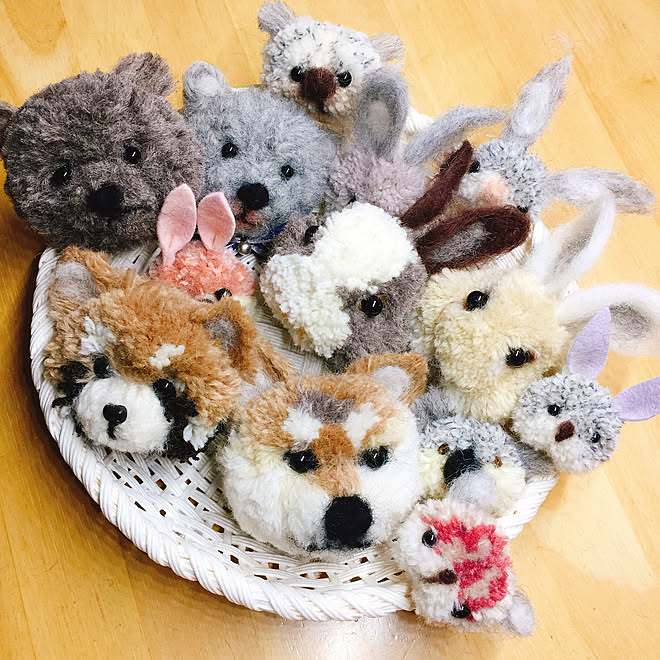 リビング フォークで動物作り ポンポンで動物作り ハンドメイド 見て下さって感謝です などのインテリア実例 18 02 04 12 04 46 Roomclip ルームクリップ