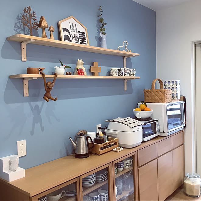 キッチン Marimekko 壁紙 北欧インテリア Blue などのインテリア実例 18 01 12 37 51 Roomclip ルームクリップ