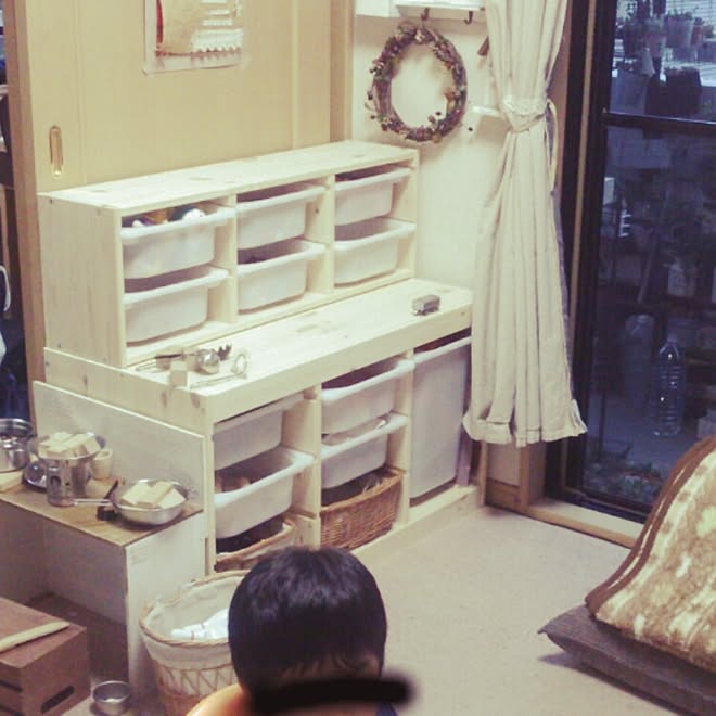 子供部屋 おもちゃ収納 Ikea トロファスト 部屋全体のインテリア実例 15 09 14 23 39 08 Roomclip ルームクリップ