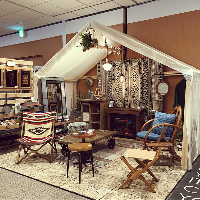 部屋全体 キリム グランピング My Work Boho Style などのインテリア実例 19 02 16 01 21 28 Roomclip ルームクリップ
