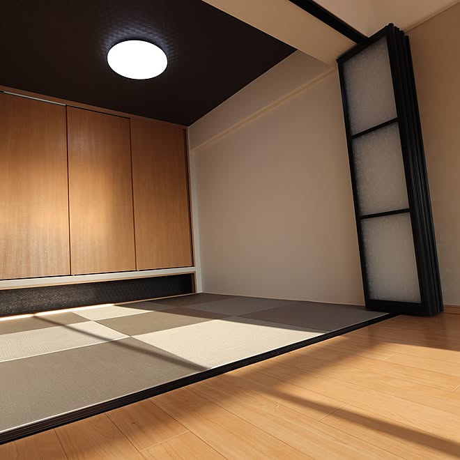琉球風畳 間仕切り 和モダンインテリア リノベーション スケルトンリフォーム などのインテリア実例 21 09 14 17 57 34 Roomclip ルームクリップ