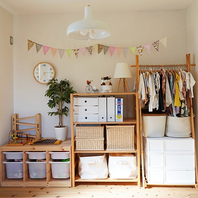 部屋全体 こども服収納 無印良品 収納 ハンガーラック 子ども部屋 女の子 などのインテリア実例 21 09 06 14 53 04 Roomclip ルームクリップ