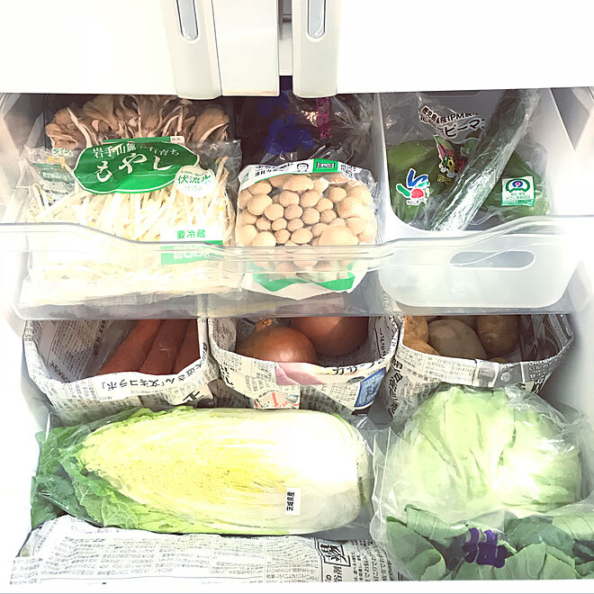 キッチン 新聞紙 野菜室 冷蔵庫の中 節約 などのインテリア実例 18 04 19 17 07 55 Roomclip ルームクリップ