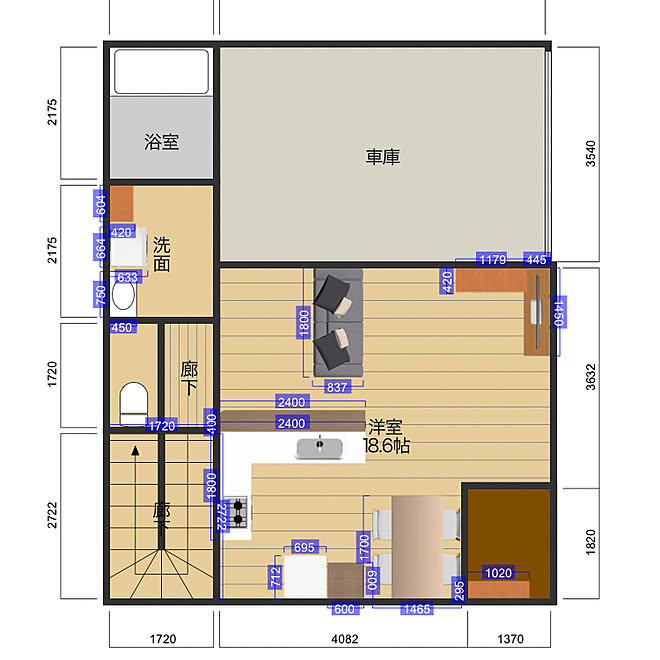 部屋全体 間取りtouch アプリ 間取り ガレージハウス などのインテリア実例 18 01 27 06 14 31 Roomclip ルームクリップ