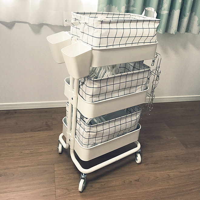 部屋全体 洗濯用品収納 ストレージボックス ダイソー Ikeaワゴン などのインテリア実例 18 11 14 08 42 29 Roomclip ルームクリップ