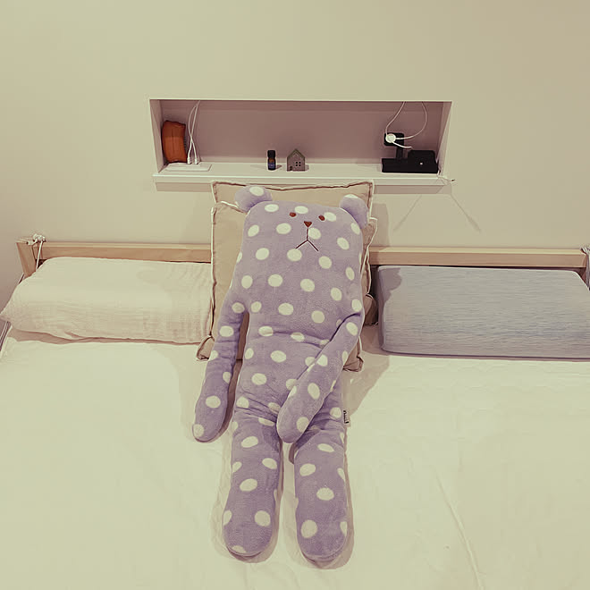 ディノス通販 にとりクッションカバー にとり ダブルベット ニッチ棚 などのインテリア実例 09 09 38 08 Roomclip ルームクリップ