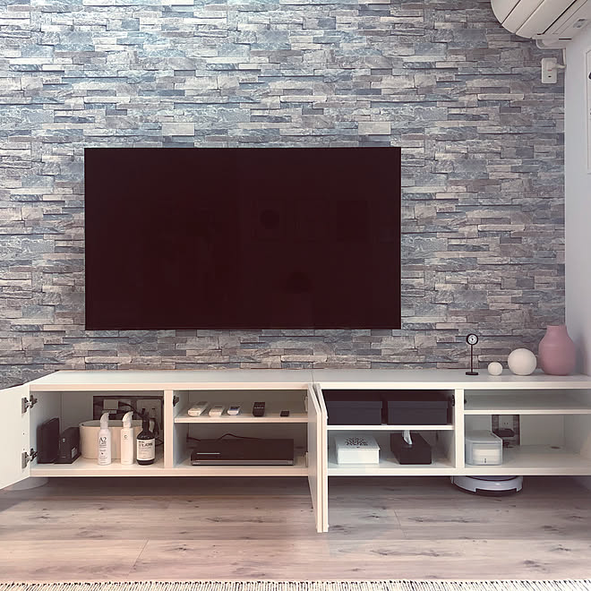 サンゲツ アクセントクロス テレビボードdiy 収納 Ikea などのインテリア実例 19 06 07 10 48 25 Roomclip ルームクリップ