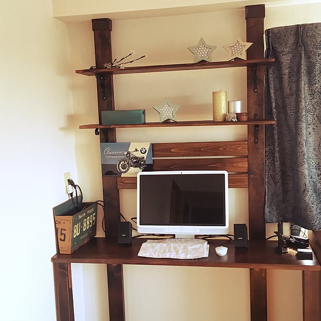 机 パソコン台 Diy ディアウォール棚 賃貸diy などのインテリア実例 17 05 21 16 33 23 Roomclip ルームクリップ