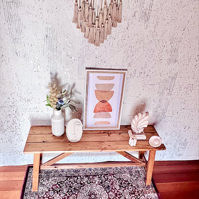 ハンドメイドのある暮らし ベンチdiy 輸入壁紙 海外風インテリア ミックスインテリア などのインテリア実例 22 03 08 19 57 36 Roomclip ルームクリップ