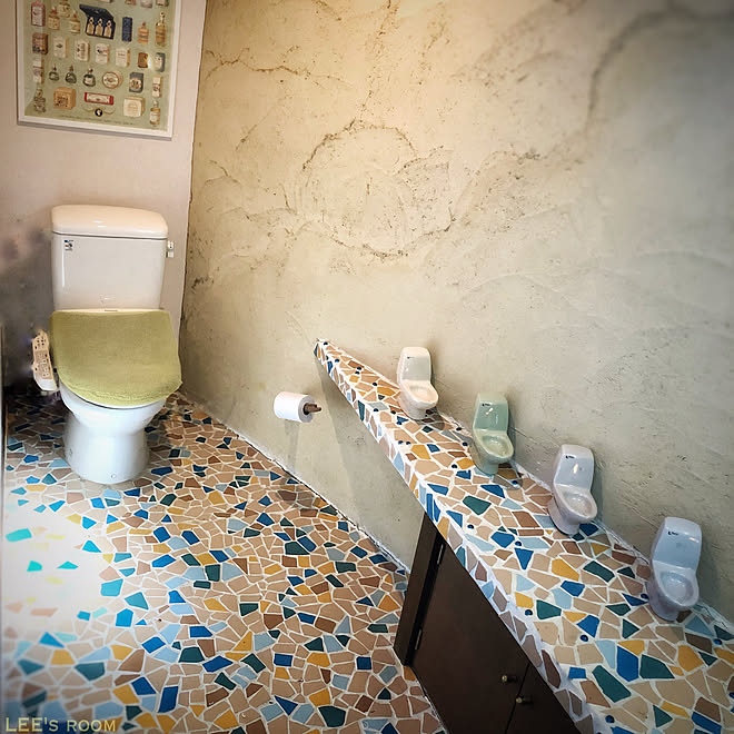 バス トイレ ミニ便器 土壁 モザイクタイル タイル貼りdiy などのインテリア実例 18 11 17 15 22 54 Roomclip ルームクリップ