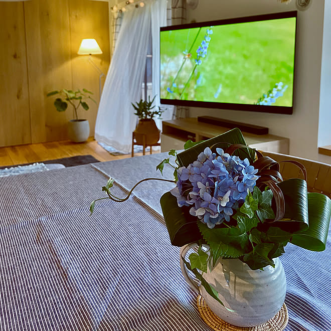 観葉植物 マンションリノベーション Youtube鑑賞中 リネンテーブルクロス Ikeaライトチェーン などのインテリア実例 06 30 14 43 06 Roomclip ルームクリップ