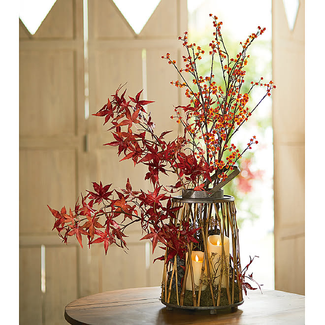 造花 秋 和モダン 紅葉 Ledキャンドル などのインテリア実例 21 10 07 00 19 Roomclip ルームクリップ