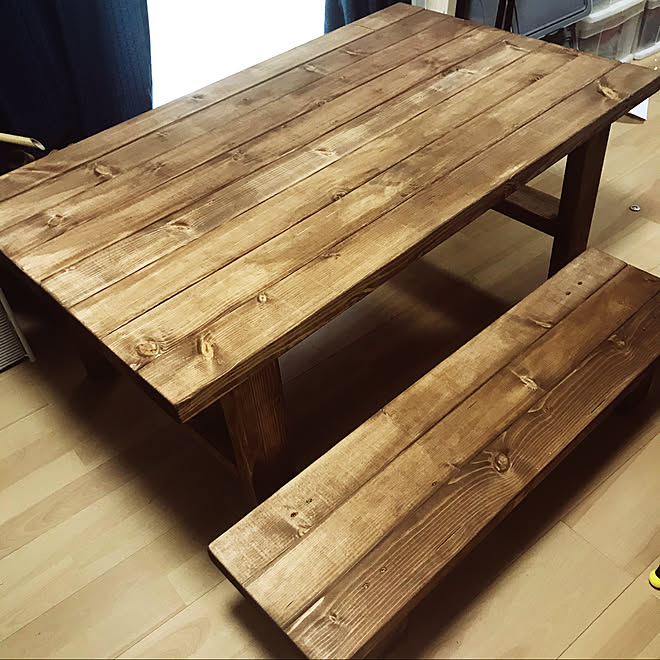 DIYテーブル/DIY机/オイルステイン/2×4材/2×4材でDIY&hellip;などのインテリア実例 20200726 002627