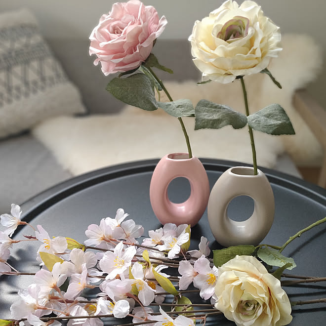 棚 ダイソー 造花 フラワーベース 桜 などのインテリア実例 22 02 04 16 15 46 Roomclip ルームクリップ