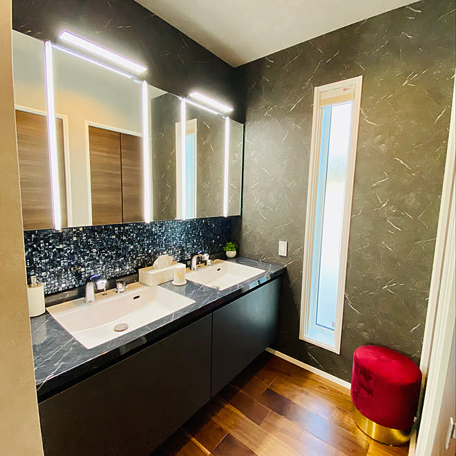 一条工務店 洗面台インテリア 洗面台 モザイクタイル 2ボウル などのインテリア実例 03 07 15 02 07 Roomclip ルームクリップ