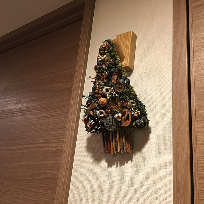 木の実 木の実ドライ ドライフラワー クリスマス クリスマスツリー などのインテリア実例 11 07 16 31 Roomclip ルームクリップ