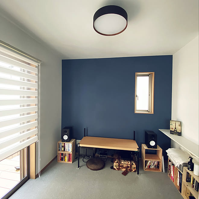 ネイビーの壁 アクセントクロス リビングのインテリア実例 06 15 13 44 22 Roomclip ルームクリップ