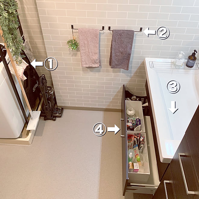 サンゲツクッションフロア サンゲツ壁紙 サンゲツ サニタリールーム 洗面台 などのインテリア実例 08 28 16 13 05 Roomclip ルームクリップ