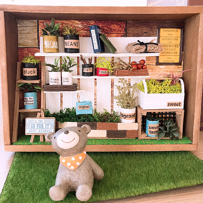 ハンドメイド作品 エコクラフト ミニチュアガーデニング風 プレ企画開催中 壁 天井のインテリア実例 02 12 16 47 10 Roomclip ルームクリップ