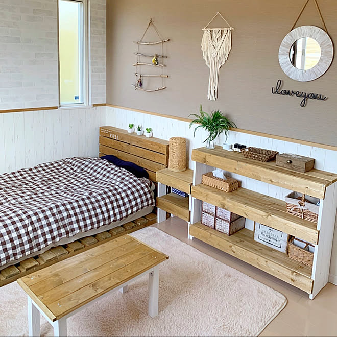 マクラメ編みタペストリー ベッドdiy ベッドルーム ラック Diy 棚diy などのインテリア実例 02 07 15 38 46 Roomclip ルームクリップ