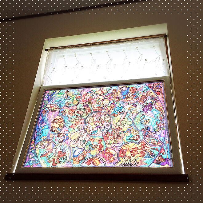 壁 天井 ディズニー ステンドグラス風 パズル はめ込み窓 などの