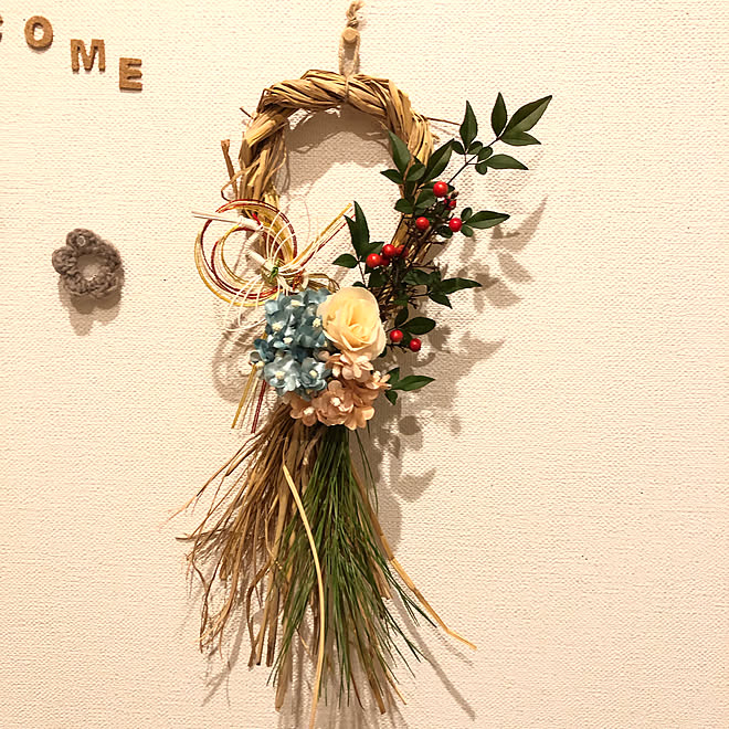 玄関飾り ドライフラワー 松 南天の葉っぱ 南天の実 などのインテリア実例 22 01 04 21 51 01 Roomclip ルームクリップ