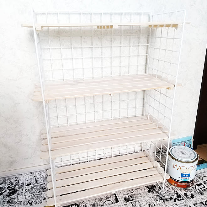 部屋全体 ワイヤーネット ベランダ快適化 手作り棚 セリア などのインテリア実例 22 07 12 31 59 Roomclip ルームクリップ