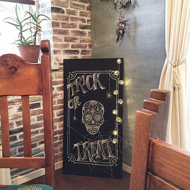 壁 天井 黒板アート チョークアート 黒板塗料 シュガースカル などのインテリア実例 18 09 08 15 58 08 Roomclip ルームクリップ