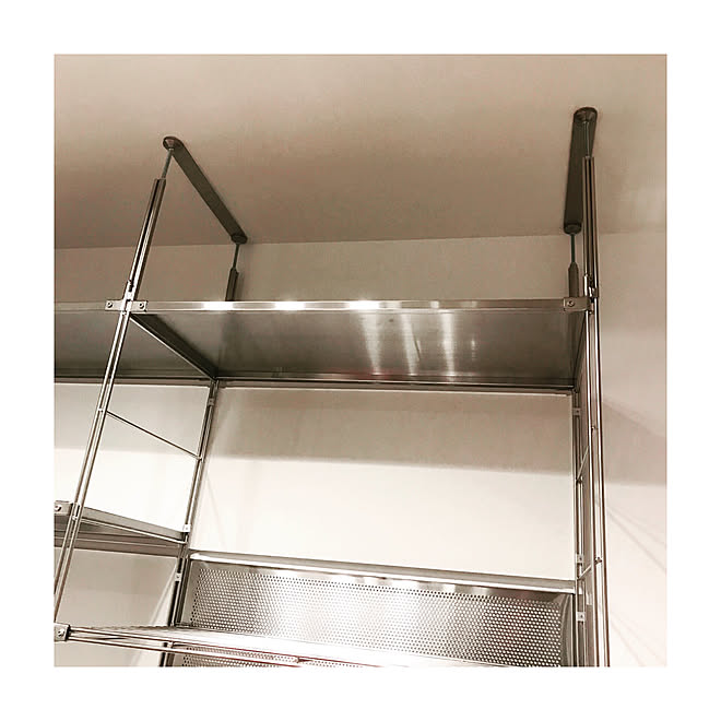 棚/キッチン/キッチン棚/キッチン収納/ステンレスユニットシェルフ&hellip;などのインテリア実例 20180723 204535