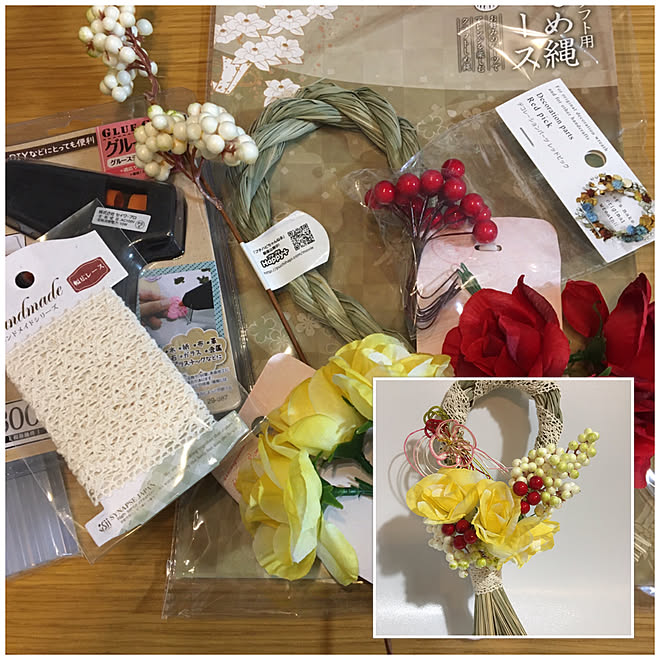 セリア しめ縄リース しめ縄飾り 100均 キャンドゥ などのインテリア実例 12 11 22 51 06 Roomclip ルームクリップ