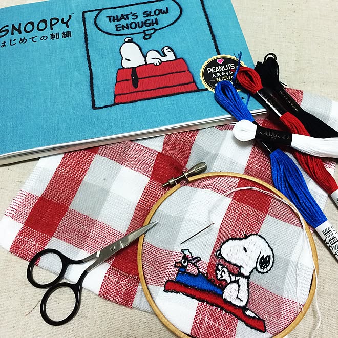 刺繍してみた スヌーピー ハンドメイドのインテリア実例 16 07 18 32 Roomclip ルームクリップ