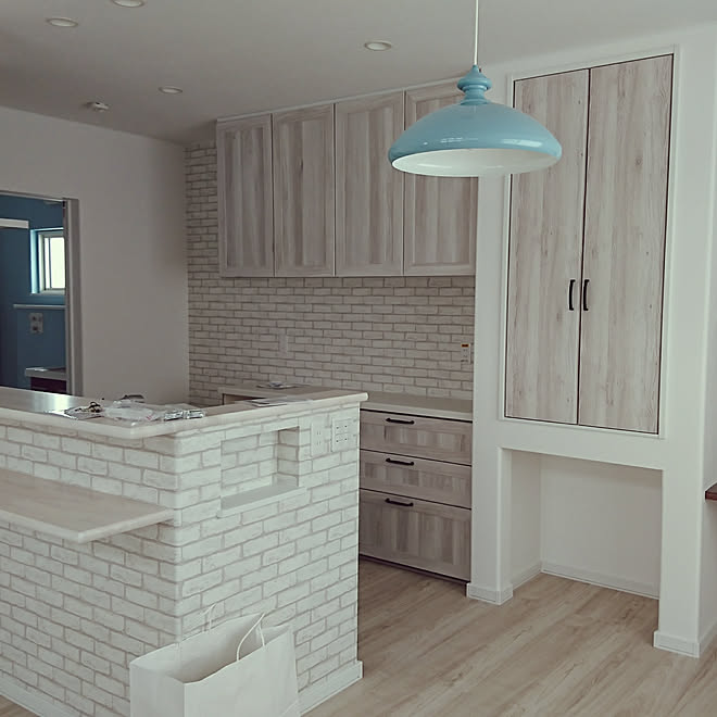 キッチン 新築完成 Lixil 内覧会 アクセントクロス などのインテリア実例 17 11 26 23 05 38 Roomclip ルームクリップ