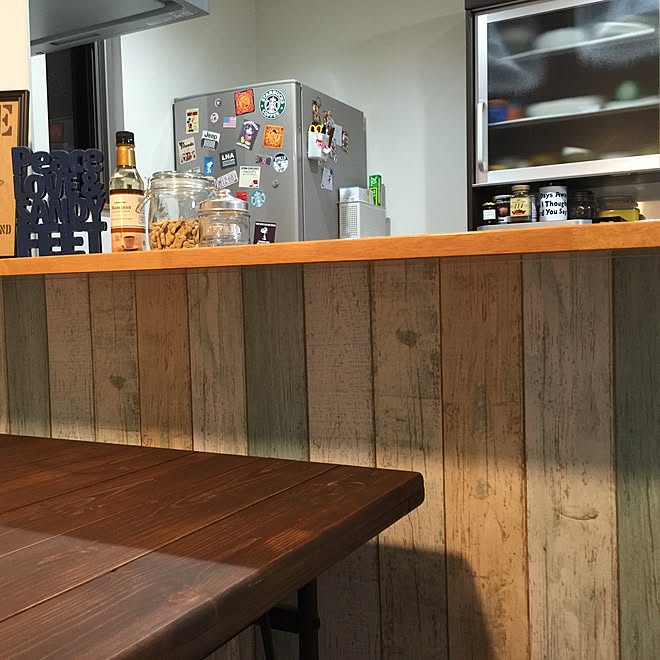 キッチン/壁紙シート/カリフォルニアスタイルに憧れる/DIYの ...