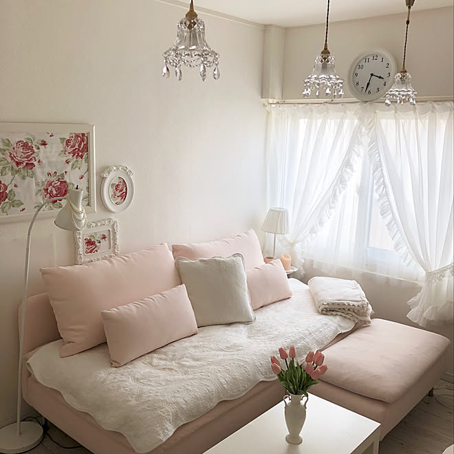 チューリップ ピンクのソファ Ikea Soderhamn 私の部屋 部屋全体 などのインテリア実例 03 09 12 47 Roomclip ルームクリップ