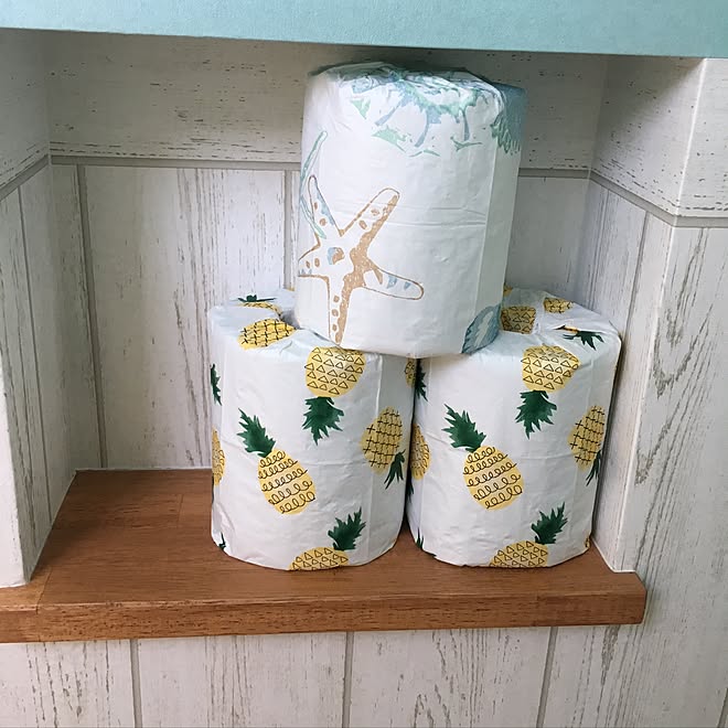 バス トイレ パイナップル ニトリ ペーパーナプキン 西海岸風インテリア などのインテリア実例 17 04 19 16 34 05 Roomclip ルームクリップ