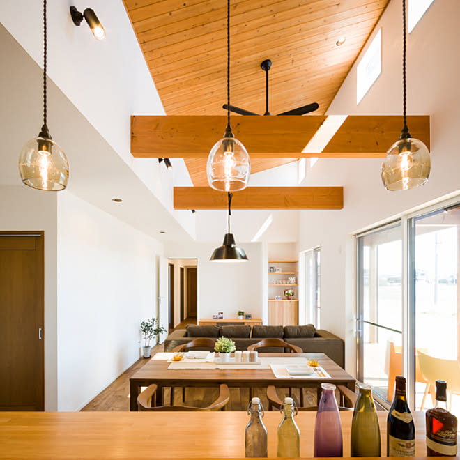 壁 天井 木の天井 無垢の梁 ペンダントライト シーリングファン などのインテリア実例 19 06 03 14 52 50 Roomclip ルームクリップ