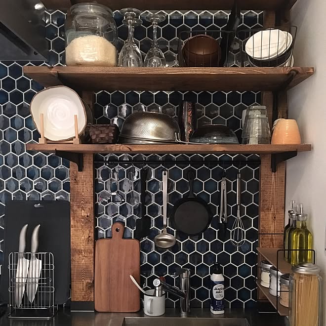 キッチン ニトリ 3coins セリア 見せる収納 などのインテリア実例 17 03 09 13 31 29 Roomclip ルームクリップ