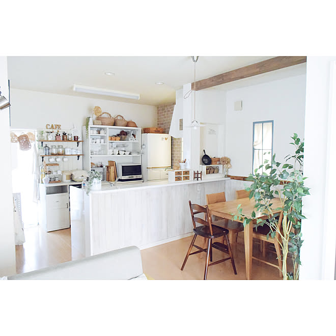 部屋全体/見せる収納/キッチン/ブログ更新しました♡/100均 ...