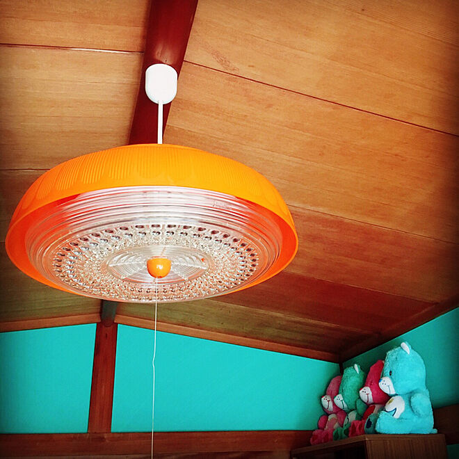レトロポップ 電傘 オレンジ 照明器具 昭和 - 天井照明