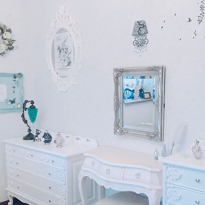 ロココ調ミラー 姫 ホワイト 壁掛け 鏡