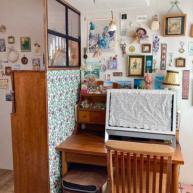 仕切り棚 仕切り壁 賃貸 作業部屋 古家具 などのインテリア実例 22 02 26 11 35 11 Roomclip ルームクリップ