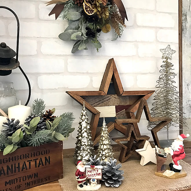 クリスマスツリーリメイク/スワッグ/クリスマス/ステンシル/クリスマス雑貨...などのインテリア実例 - 2019-11-13 14:45:03