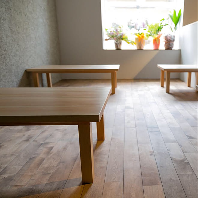乱張り りゃんこ張り サクラ材 無垢材 床材は無垢材 などのインテリア実例 18 08 26 06 37 17 Roomclip ルームクリップ