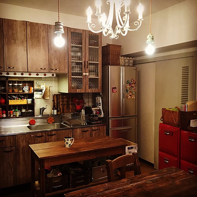 キッチン 照明 キッチン作業台 賃貸でも諦めない 子どもと暮らすのインテリア実例 16 02 01 07 07 51 Roomclip ルームクリップ