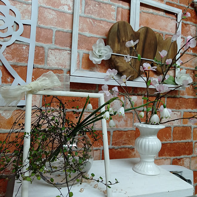 キッチン ディスプレイコーナー 桜 フェイク桜 ワイヤープランツ などのインテリア実例 03 31 18 01 07 Roomclip ルームクリップ